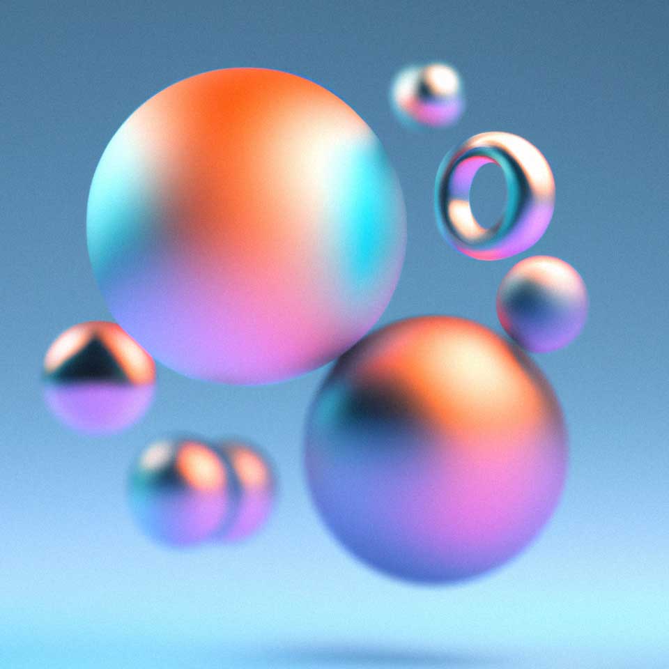 An abstract representation of many elements and components in balance